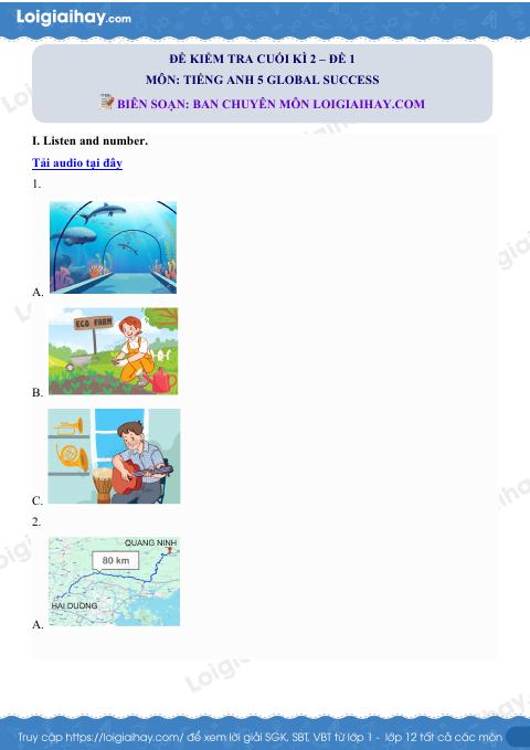 Đề thi học kì 2 Tiếng Anh 5 Global Success - Đề số 1